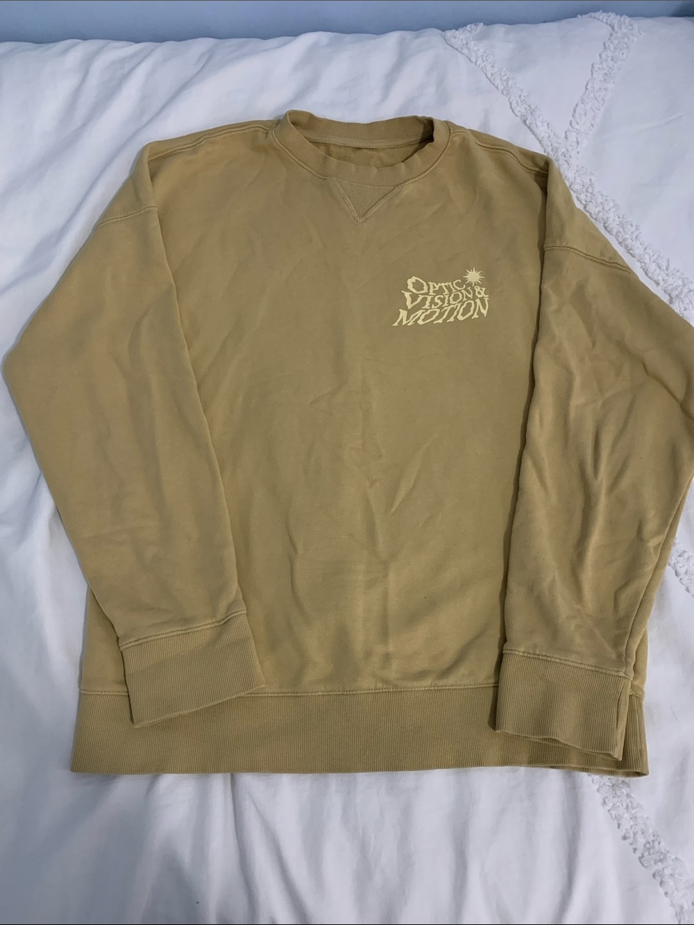 H&M Men's Crewneck Sweatshirt in Light Olive Green
